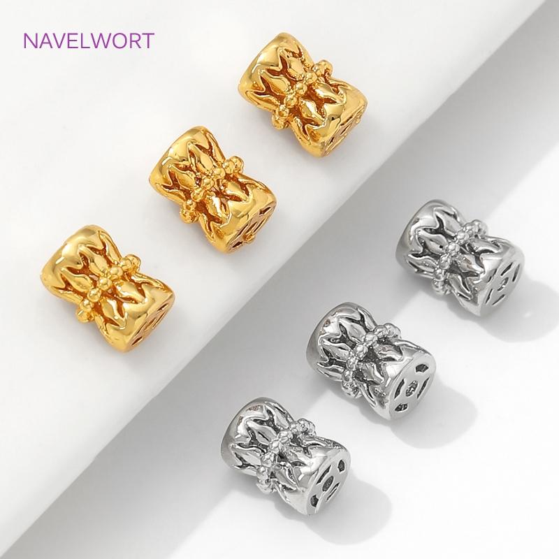 18K Gold Plated Hollow Beads Separators,Brass Spacer Beads For Bracelet Making,Separators For Beads,DIY Jewelry Accessories