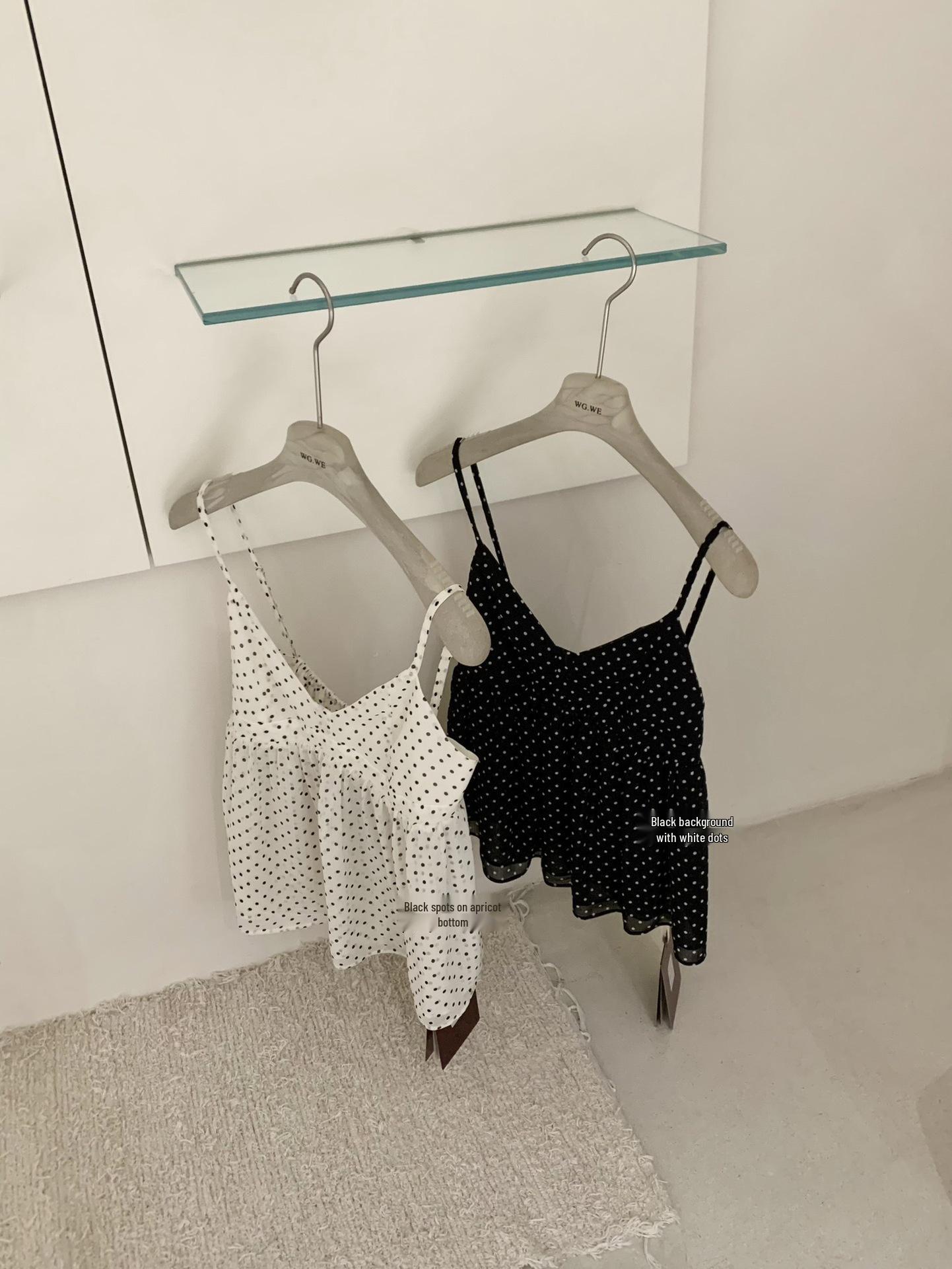 Polka Dot V-Neck Spaghetti Strap Adjustable Women s Tank Top - Spring/Summer Trendy Fashion