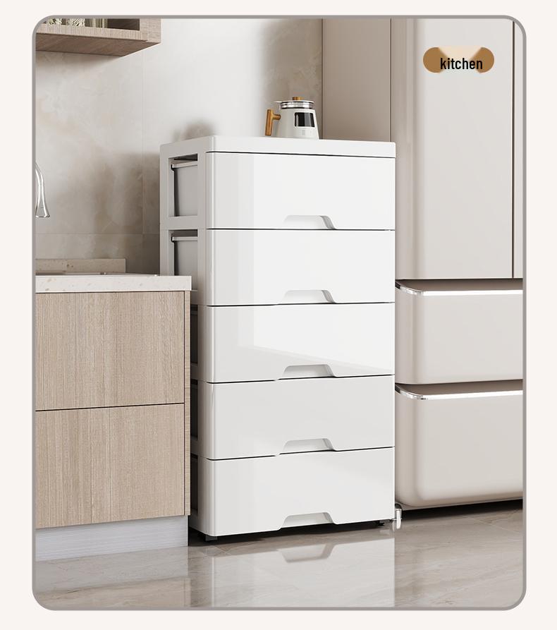 Five-Drawer Plastic Storage Cabinet for Household Organization