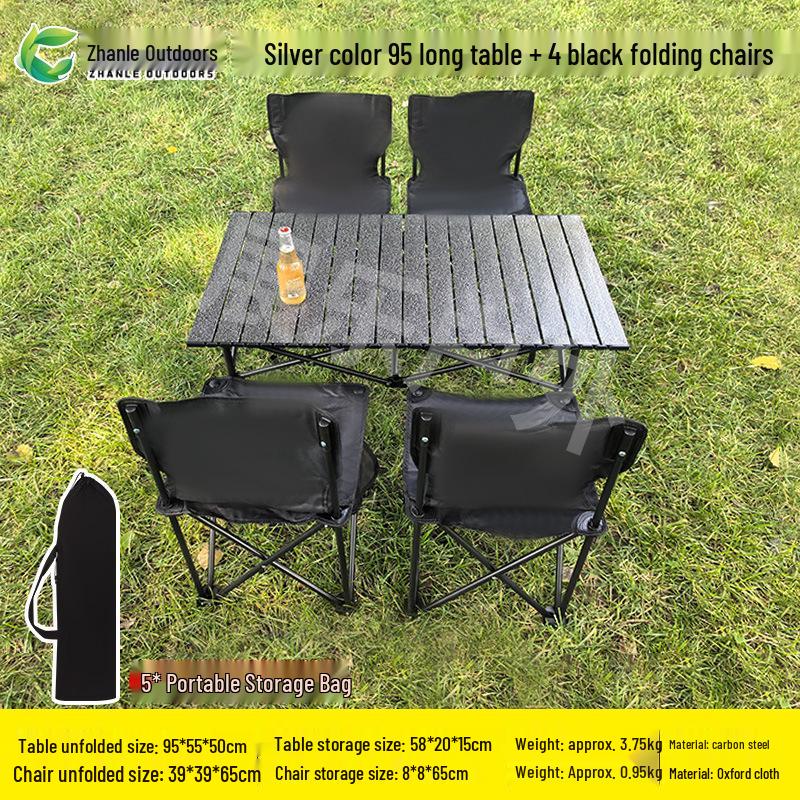 Outdoor Folding Table & Chair Set - Perfect for Leisure, Picnics, Camping, Barbecues, or Market Stalls. Portable and Compact Design.
