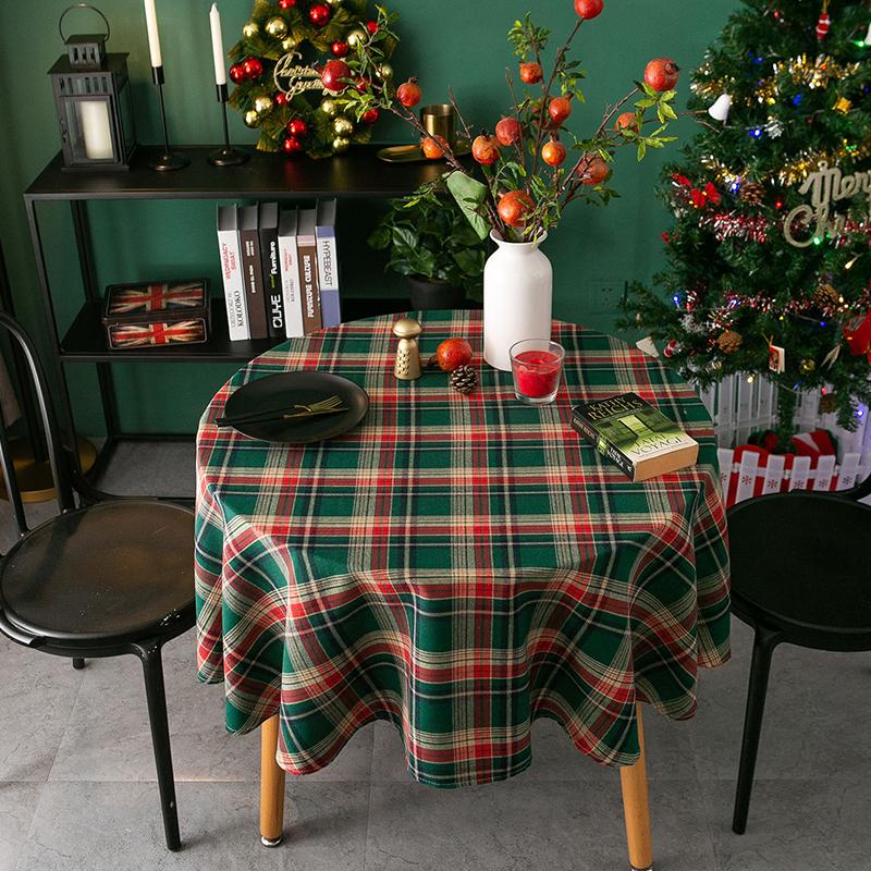 Green Plaid Christmas Decoration Tablecloth Waterproof Rectangular Tablecloths Mantel Mesa Party Decoration Mantel Mesa