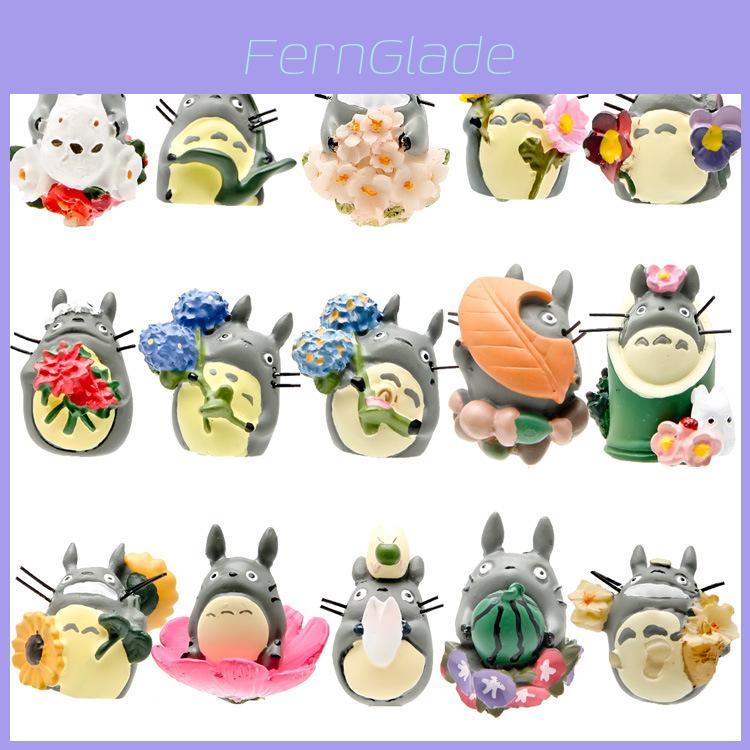 Cartoon My Neighbor Totoro Rose Resin Miniature Garden Decor With Creative Terrarium Design For Home And Office