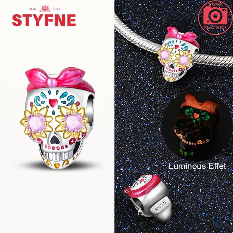 Copper Metal Authentic Original Brand New Halloween Series Luminous Skull Bead Components Compatible With Bracelet High Quality Fine Jewelry Do It