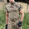 Military Camouflage Tactical Combat Short T-Shirt Russian Army Airsoft Training Hunting T Shirts Paintball Husband Work Uniform