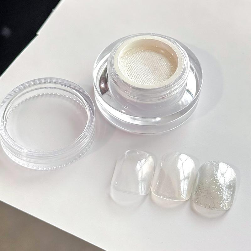 1 Jar Plating Aurora Chrome Pearl White Nail Powder High-Gloss Moonlight Mirror Fine Glitter Nail Art Dust Chrome