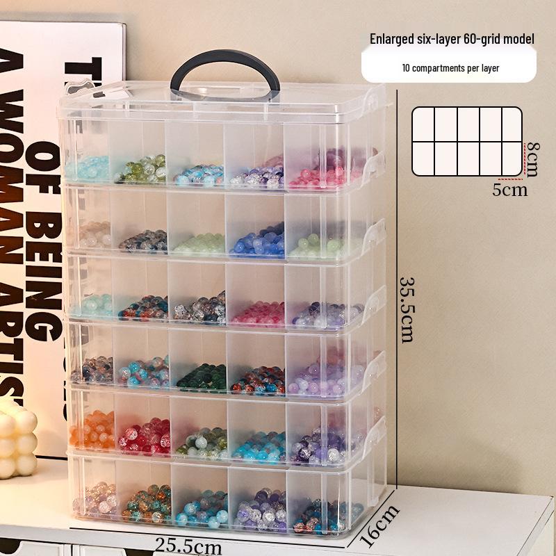 Drop-Resistant PP Bead Storage Box with Lid, Multifunctional Nine-Grid Organizer