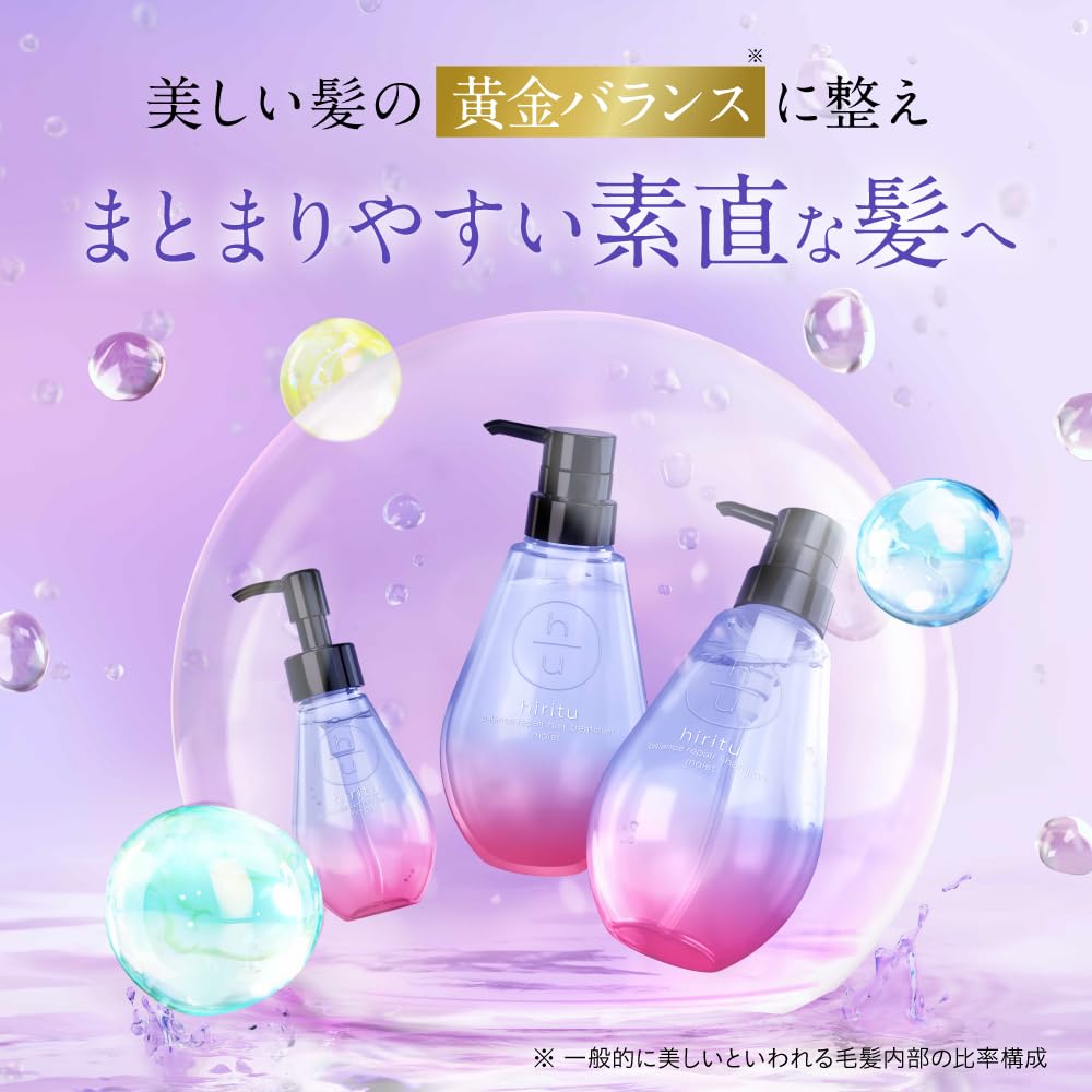 Hiritu Balance Repair Hair and Hair Milk Moist Set with PPT and Amino Cleansing Ingredients for Damage and Friction Apricot Jasmine Scented Shampoo,