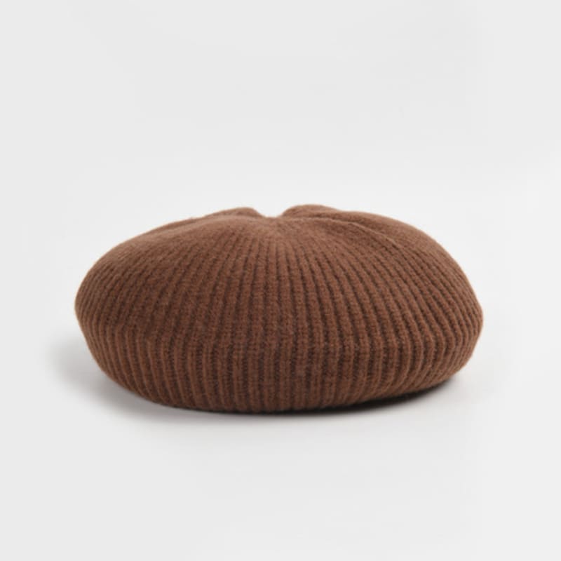 LALA Wool Knit Beret Hat - Brown