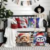Cute Christmas Cartoon Illustrations Second Pillow Case Silky Short Plush With Invisible Zipper Dustproof Sofa Cushion Cover