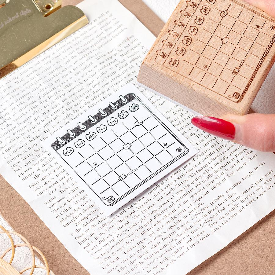 Adorable Wooden Cat Stamps for Planners and Journals – Meow Box Series