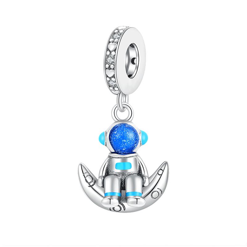 Fine Blue Starry Sky Series Astronaut Star & Crescent Moon Mysterious Alien Sun Fit Original Bracelet Diy Jewelry Gifts