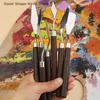 7-teiliges Kunstmal-Schaber-Set Holz Edelstahl Gouachefarbe Pigment-Mischmesser Handwerkzeug für Aquarell Mixed Media