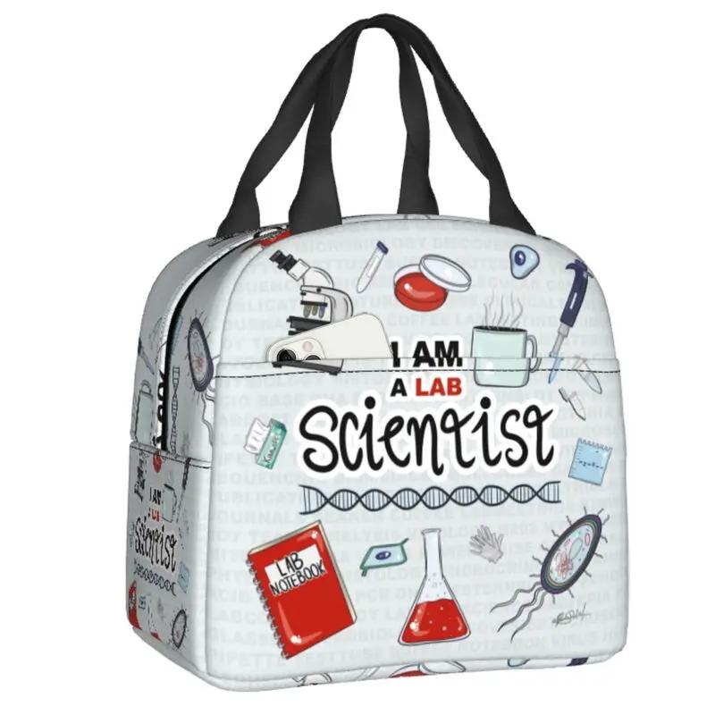 Science Chemistry Pattern Insulated Lunch Bags for Women Biology Resuable Thermal Cooler Food Lunch Box Work School Travel