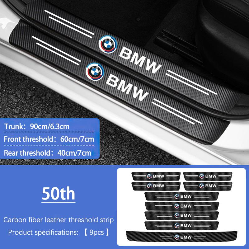 5/9Pcs Auto Door Sill Protective Strip PU Leather Stickes For BMW E46 E90 E60 F30 F10 E39 E36 F20 G20 G30 E92 E87 E91 X5 E70 F11 VM4