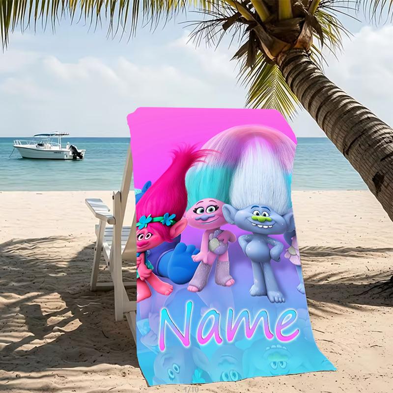Customizable Personalized Beach Towels Trolls Themed designs.Suitable for the Beach, Yoga, Sports;ideal As Beach Accessories