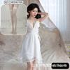 Sexy Underwear Big Butterfly Pure Desire Mesh Pajamas Plus Chest Pads Gather Nightgown Robe Women's Loungewear Set