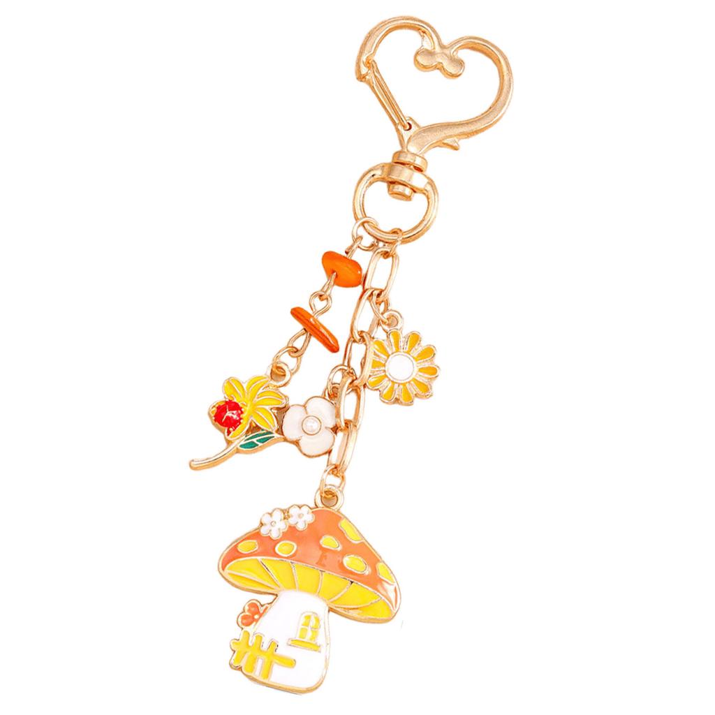 Festlicher Pilz Kürbis Schlüsselanhänger Dekorative Blume mit Perlen Schlüsselhalter Dekoration Für Rucksack Handtasche Schmuck