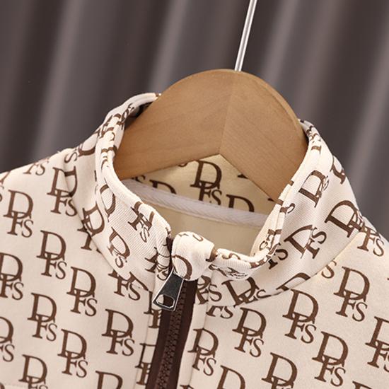 Children's Set Boys' Spring and Autumn Shoulder Bag Long Sleeved Stand Up Collar Jacket Fashionable Children's Two-piece Set