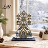 Holiday Home Wheel Desktop Christmas Ferris Interior Accents Ornament, 2D Wooden Gingerbread House Decorative