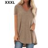 Women's Short Sleeve T Shirt Plus Size Tops Casual V Neck Tunic Loose Blouse