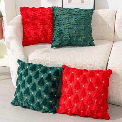 2Pcs Throw Pillow Covers Christmas Tree Pattern Soft Plush Xmas Pillowcases Sofa Bed Washable Decorative Cushion Covers