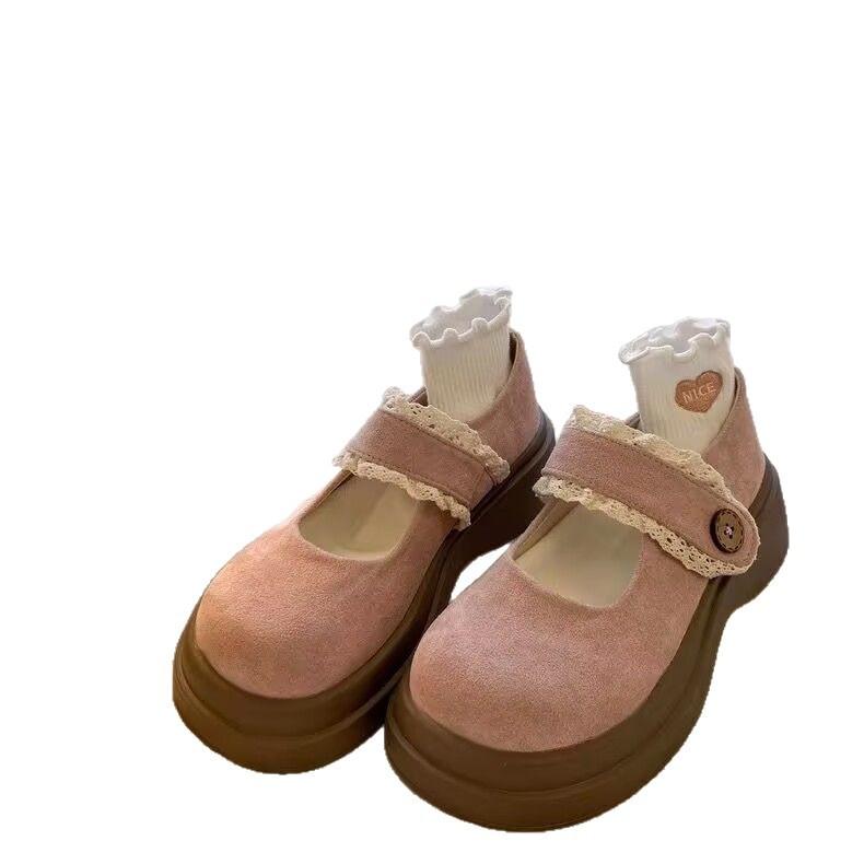 Beautiful~ Not tired feet British style thick sole simple shallow mouth Mary Jane shoes new spring and summer thick heel loafer single shoes women