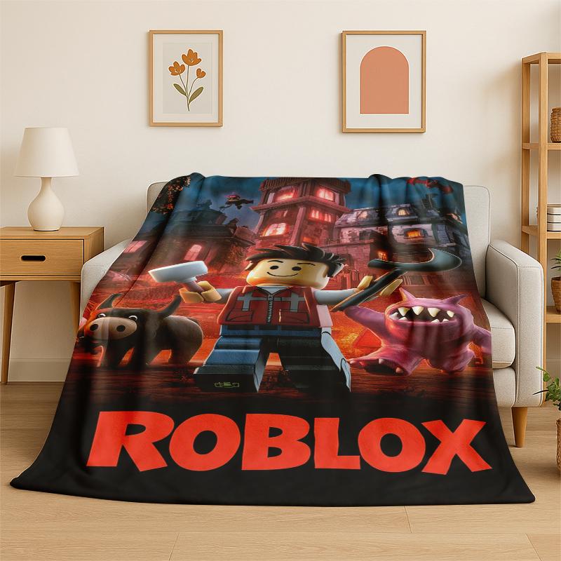 

Cartoon R-Robloxs Game Gamer Flannel Blanket Soft Warm Throw Blanket for Bedroom Living Room Bed Travel Camping Picnic Gift 75x90cm