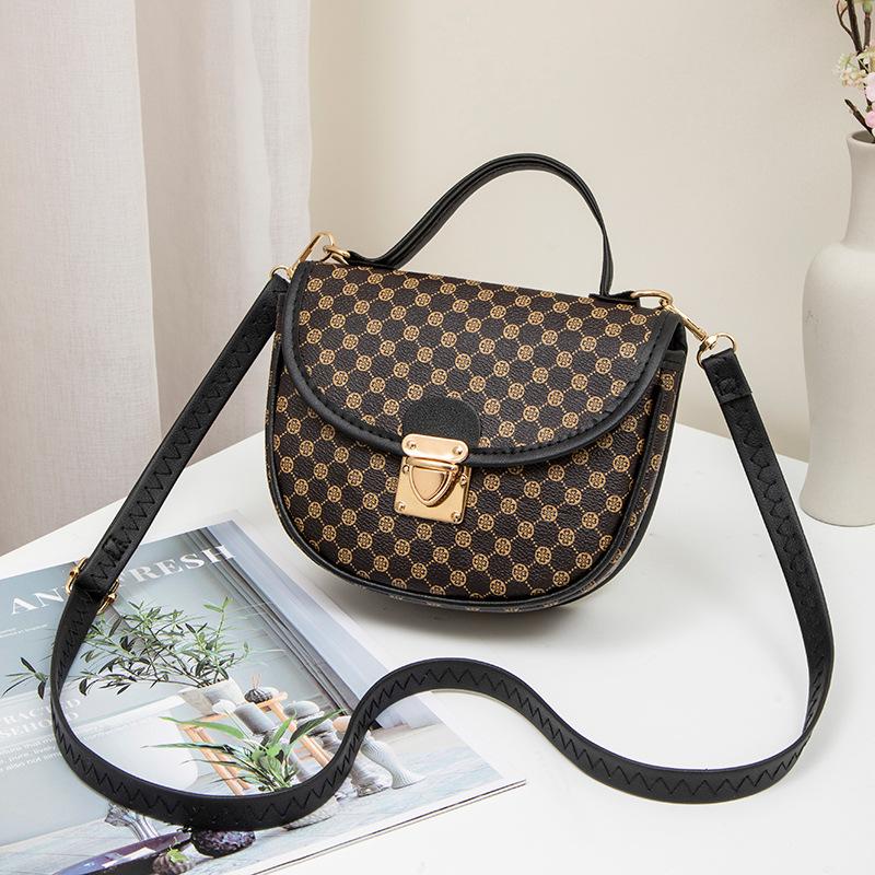 Rhombus embroidered thread women's shoulder shell bag, a new fashionable and simple polka dot printed messenger bag