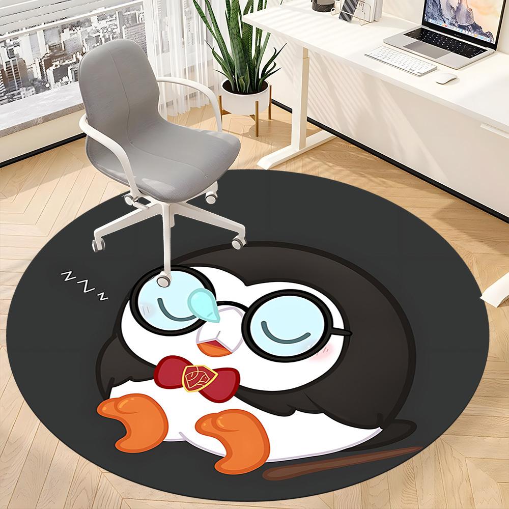 1pc Penguin Sleep Office Round Area Rug, Under Office Chairs Bedroom Living Room Home Decor, Room Deco, Available in Various Sizes