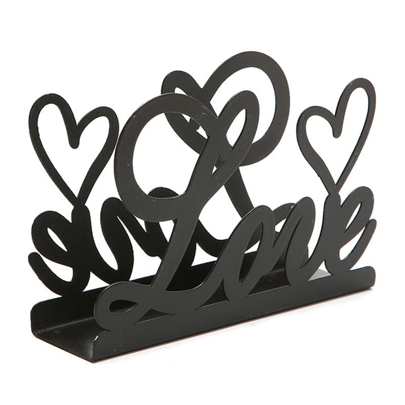 Heart Shaped 3D Tissue Holder Napkin Clamp Dispenser Stand Hollow Ornament
