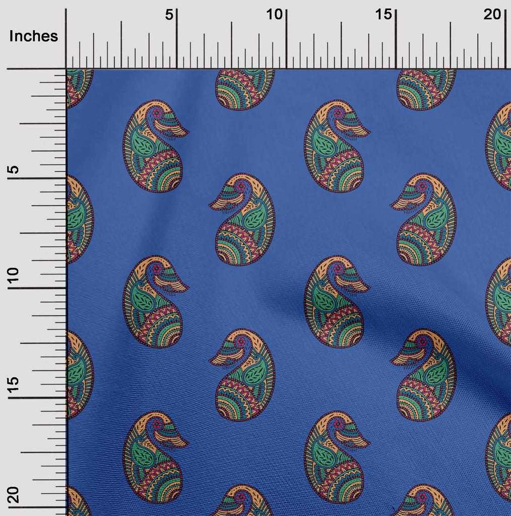 oneOone Cotton Flex Fabric Paisley Block Printed Craft Fabric BTY 40 Inch