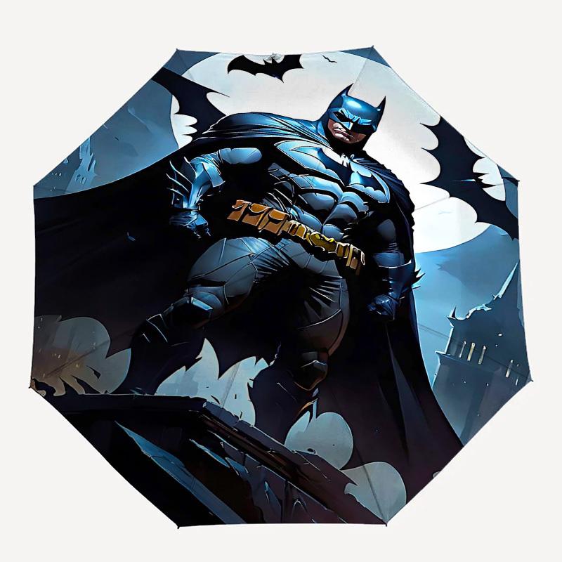 

1pc Batman full moon Automatic Folding Umbrella - Compact 8-Rib Design, Durable Plastic & Iron1427L