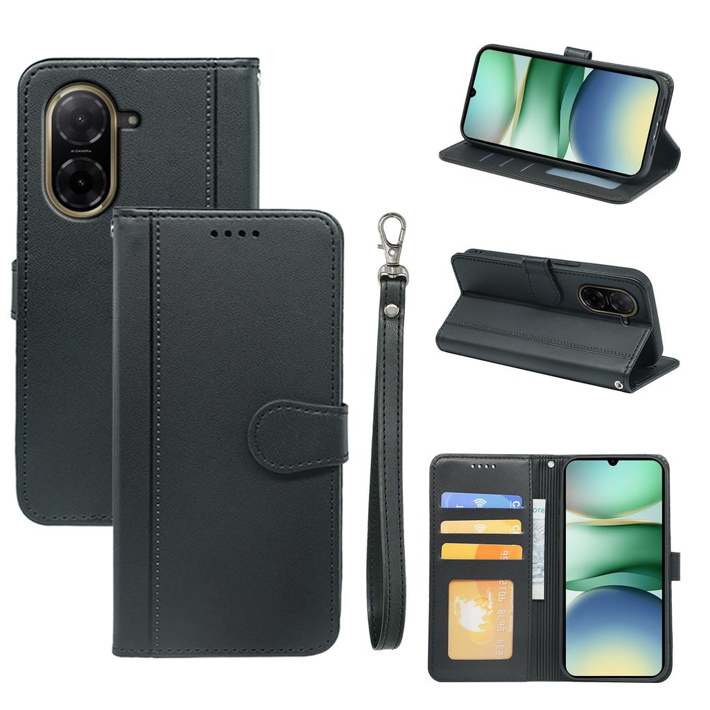 For Xiaomi Redmi A5 4G (171.7mm)/Poco C71 4G Wallet Case Magnetic Snap Leather Phone Cover with Strap