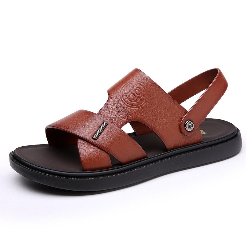 Fashion 2024 Minimalist New Men's Leather Sandals Massage Soles Lightweight Summer Men's Beach Shoes Outdoor Camping Shoes Anti Slip