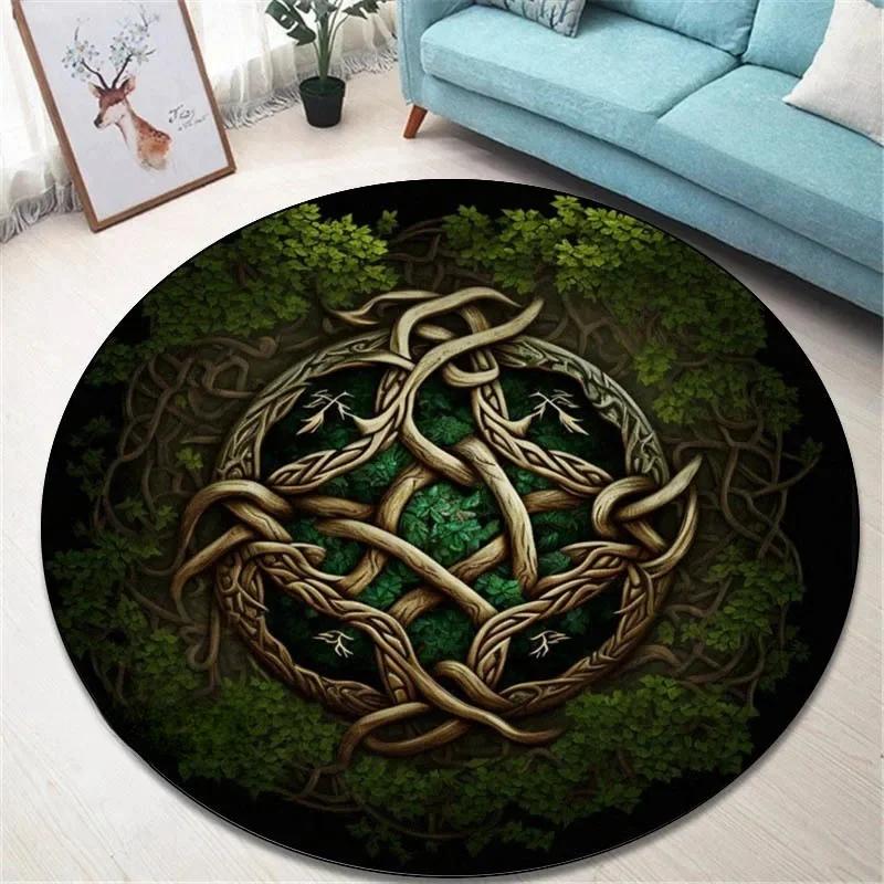 Runder Vintage-Teppich 'Baum des Lebens' für Wohnzimmer und Schlafzimmer Eleganter rutschfester Teppich Stilvolle dekorative Bodendekoration Perfektes Geschenk