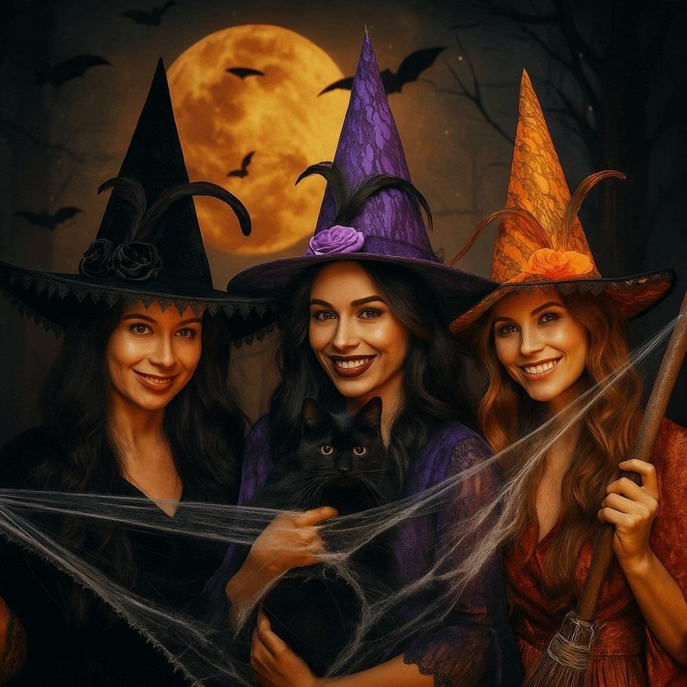 Lace Flower Wizard Cap Rose Feather Halloween Cap Halloween Witch Hat  Dress Up Headgear