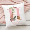Personalized Pillow Case Initial with Name  Safari Animal  Pillow Cover Kids Bedroom Wild Party Decor Kids Birthday Shower Gift