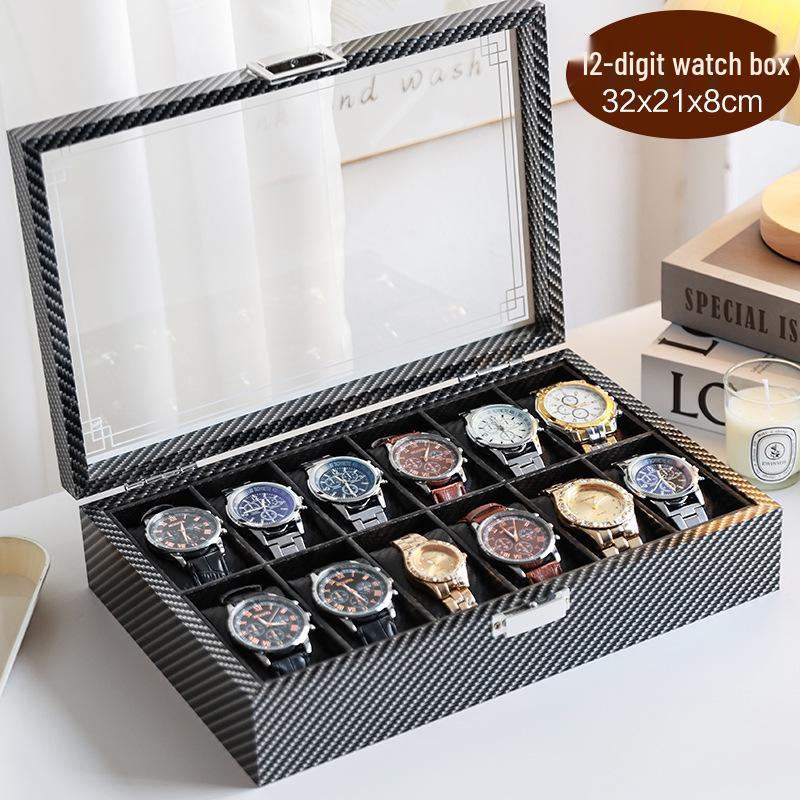 Walnut Grain Flip-Top Watch Box with Glass Display