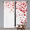 2Pcs Cute Valentines Day Curtain Valentine'S Red Pink Heart Love Decor Curtains For Decoration Suitable For Living Room Bedroom