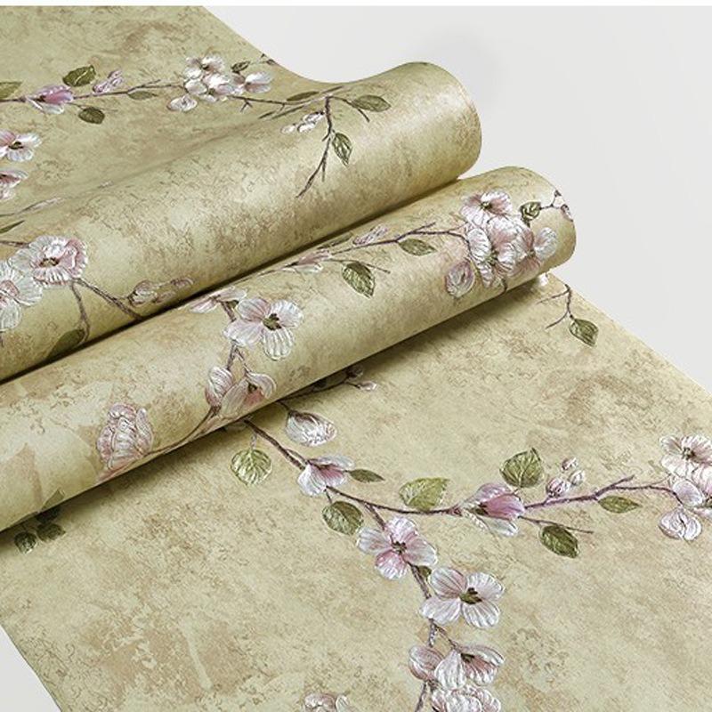 

Обои Ретро Американский Сельский Пасторальный Обои Нетканые 3D Трехмерные Тонкое Прессование Спальня Гостиная ТВ Фон 11133 lavender