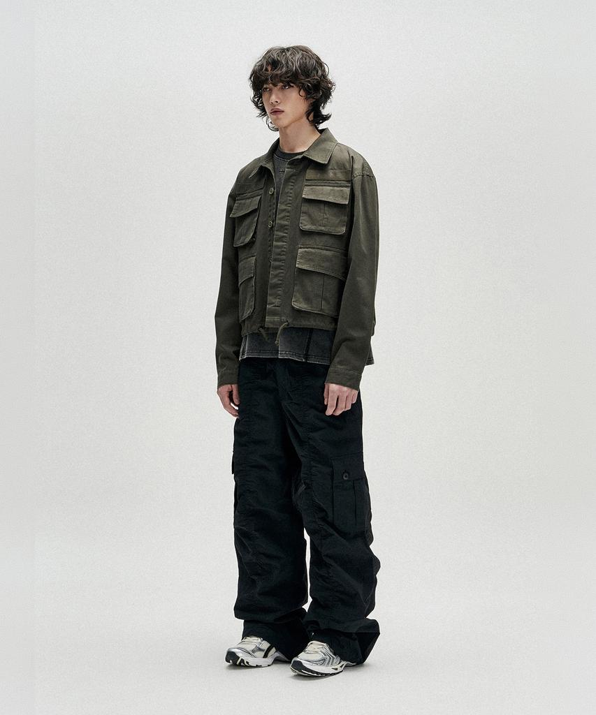 NOT4NERD Contour Shirring Nylon Cargo Pants - Black
