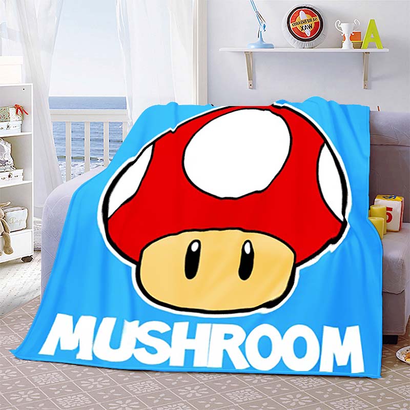 Retro Mario Bros Pattern Blanket Soft Polyester Lightweight Flannel Throw Blanket Home Textile Decor -QJY 75x90cm