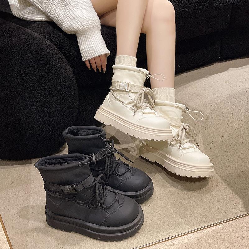 Internet celebrity fashion versatile casual snow boots women's 2025 winter new thick sole heightening piled thickened cotton shoes