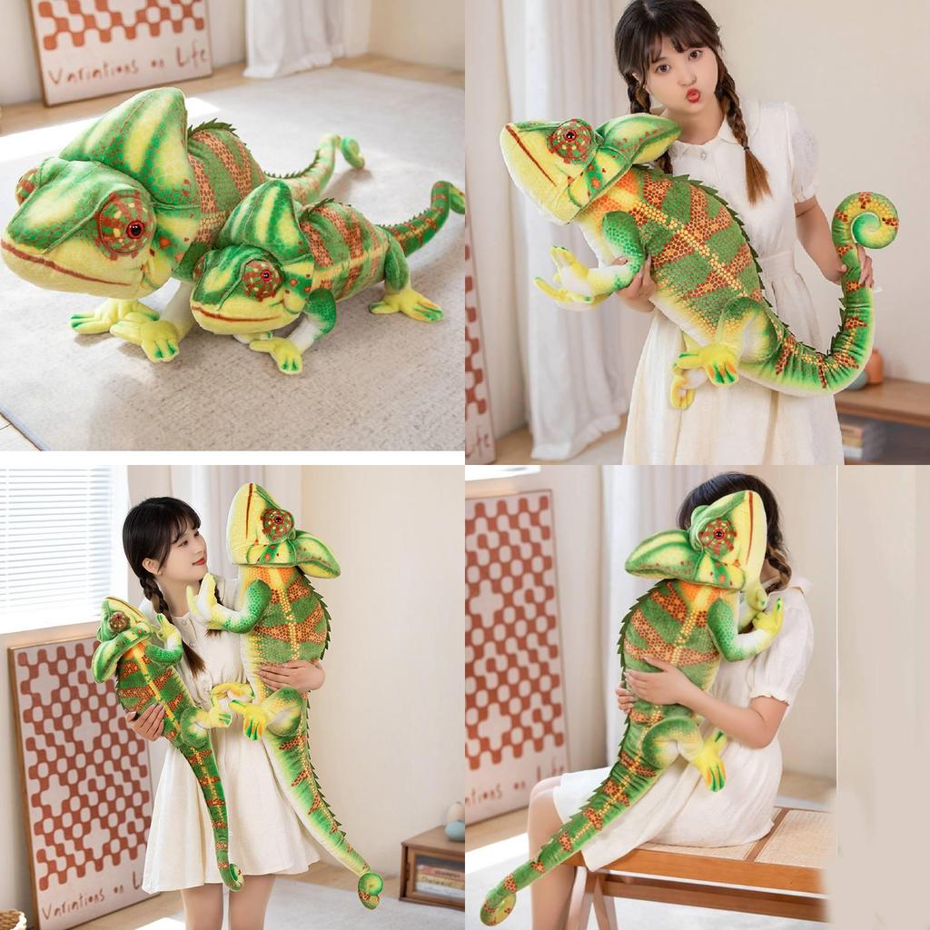 Realistic Plush Chameleon Stuffed Toy Large 80cm And 110cm Soft Pp Cotton
