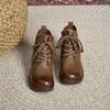 Leather Boots Women's 2026 Autumn and Winter Leather Shoes Womens Side Zipper Platform Sole Lace-up Women's Wool Ankle Boots