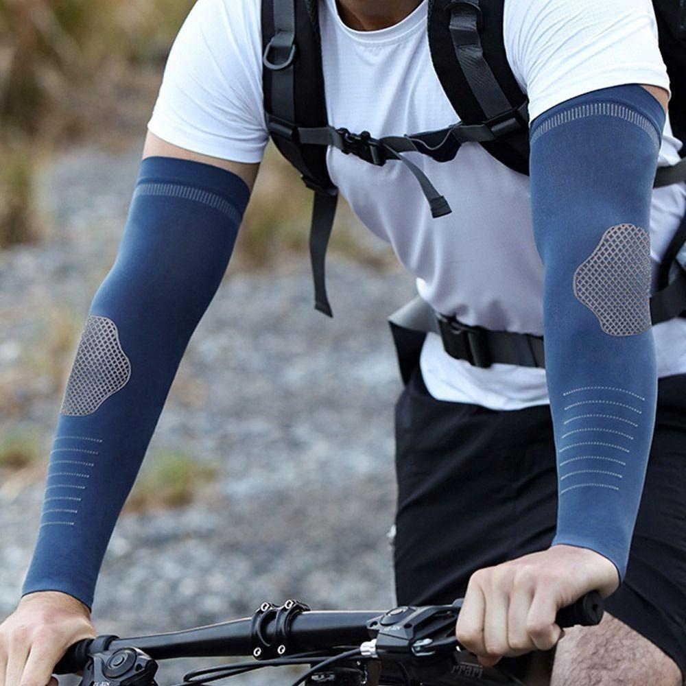 

2Pcs Ice Silk Sunscreen Sleeves Elastic Quick-drying Men s Sports Arm Guards Sweat-absorbent Breathable Cooling Sleeves Cover