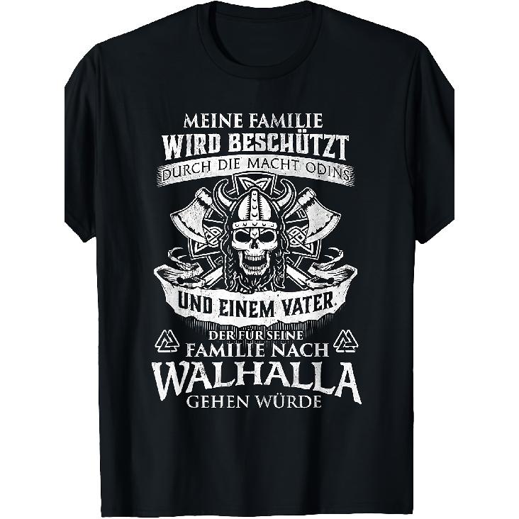 T-Shirt with German Text Die Macht Odin-Viking&Walhalla, Black Mens Casual Clothes Perfect for Home|Outdoor|Work|Gifting (Birthdays|Valentine'S