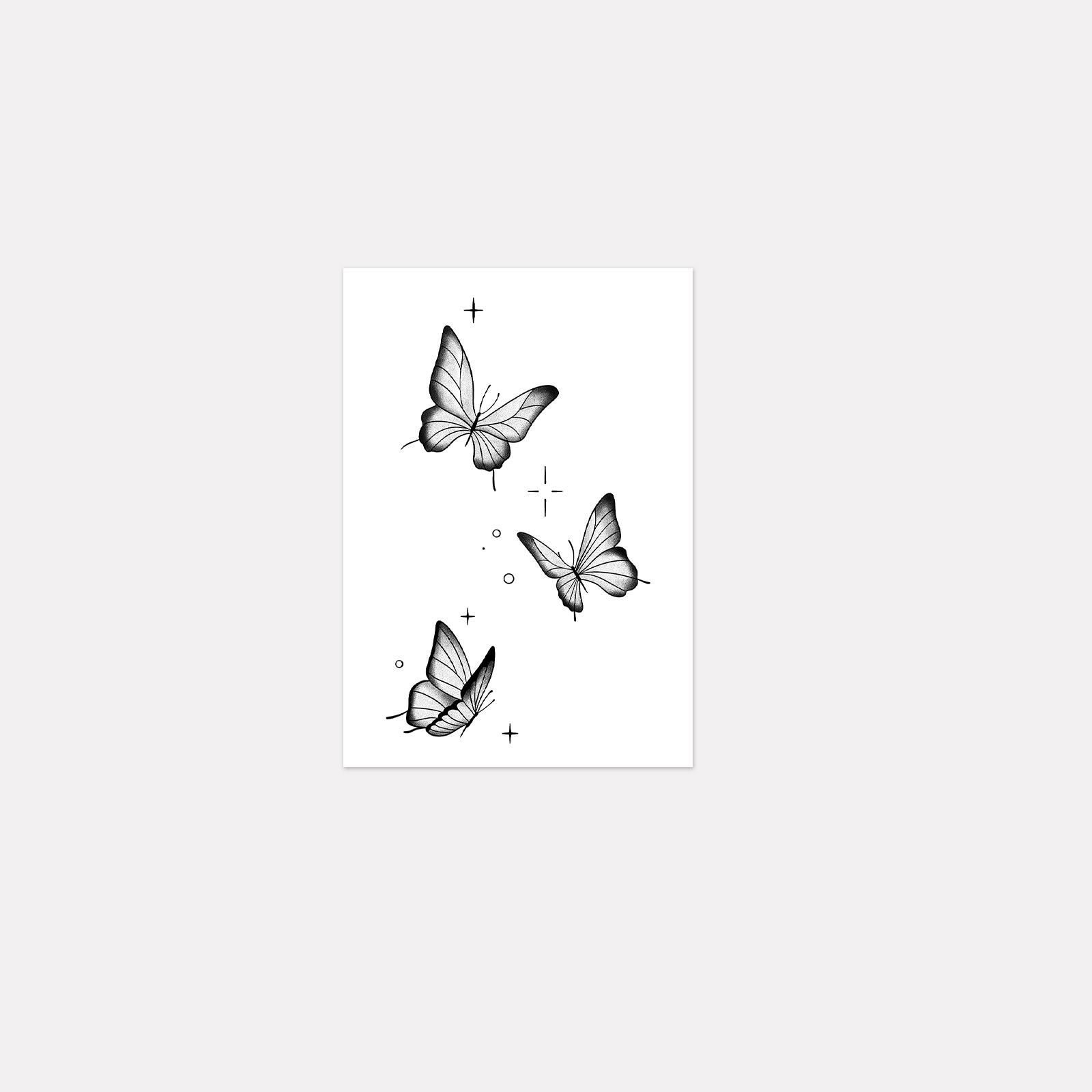 Premium Sense Simple Small Fresh Romantic Stars Butterfly Babes Arm Tattoo Sticker 7*10CM