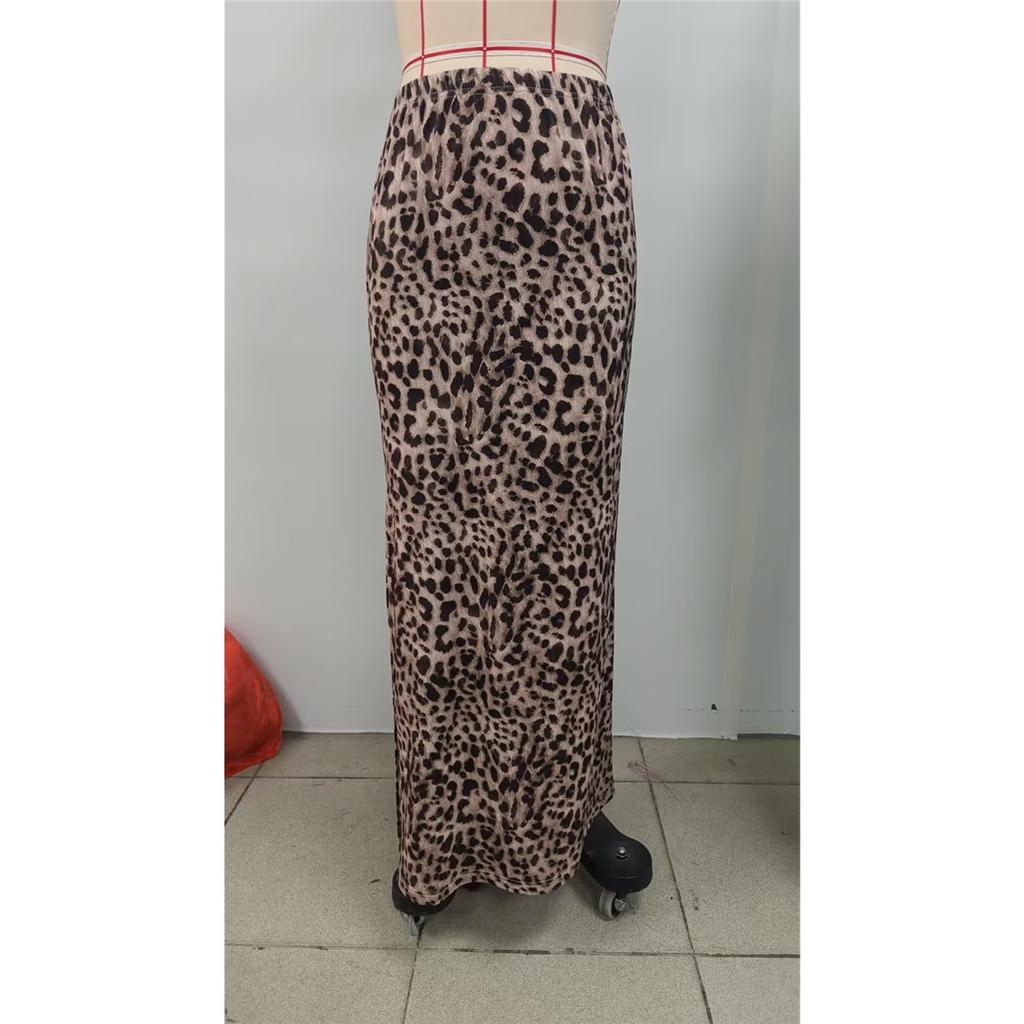 Women's Summer Leopard Print Elegant High-waist Skirt