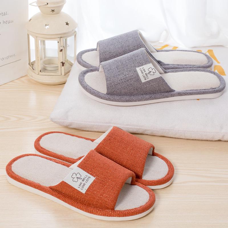 Unisex Letnie antypoślizgowe lniane kapcie do użytku wewnątrz pomieszczeń - oddychające, wygodne, całoroczne kapcie podłogowe